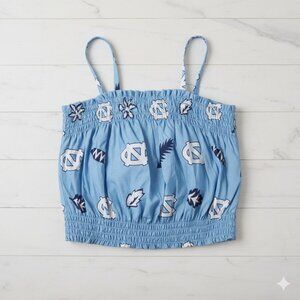 UNC Tar Heels Carolina Blue Smocked Game Day Crop Top